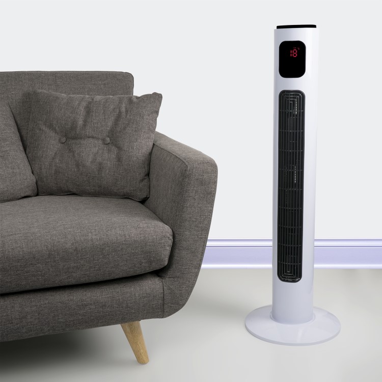 Refurbished electriQ 38 Inch Oscillating Tower Fan - White