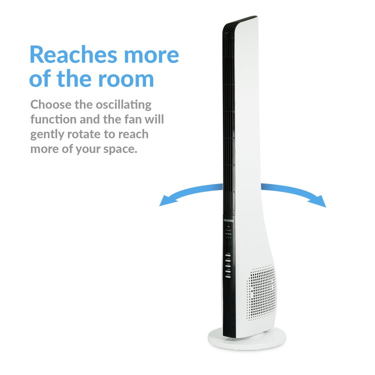 electriQ 44 Inch Tower Fan with Remote Control 3 Speed Settings Timer & Oscillation Functions