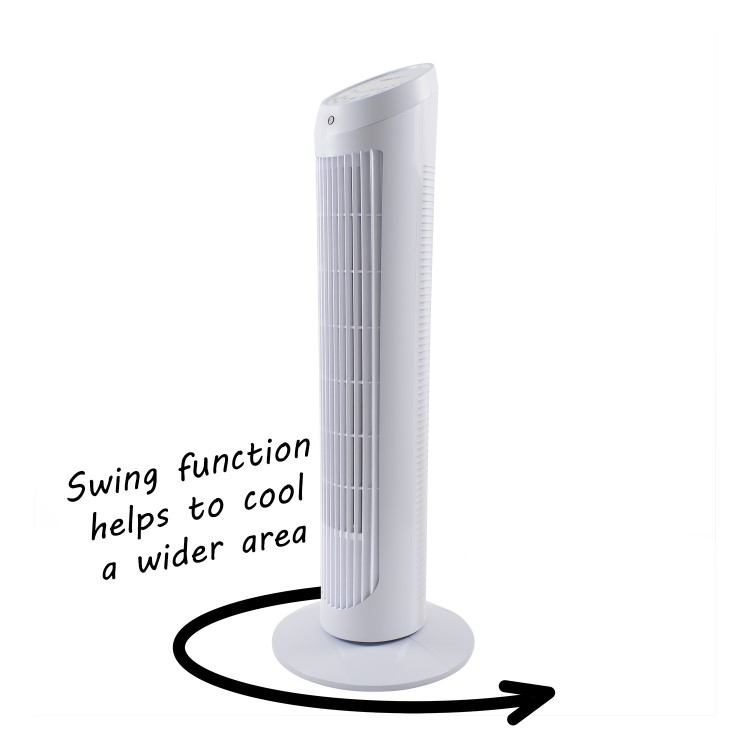 Refurbished electriQ 29 Inch Oscillating Tower Fan - White