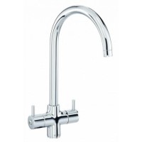 CDA Chrome Twin Lever Dual Flow Kitchen Tap