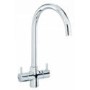 CDA Chrome Twin Lever Dual Flow Kitchen Tap
