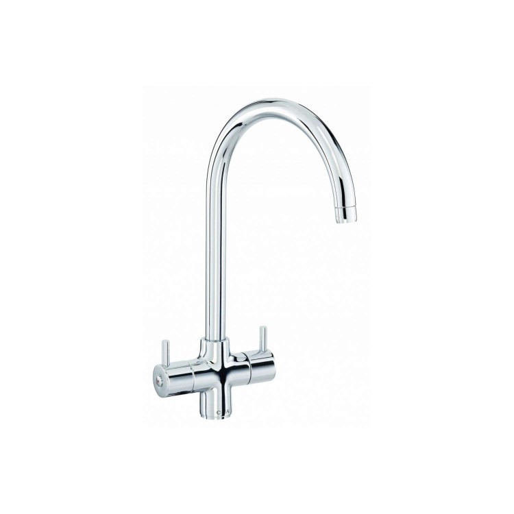 CDA Chrome Twin Lever Dual Flow Kitchen Tap
