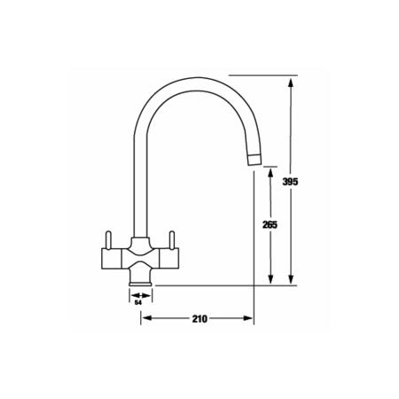 CDA Chrome Twin Lever Dual Flow Kitchen Tap