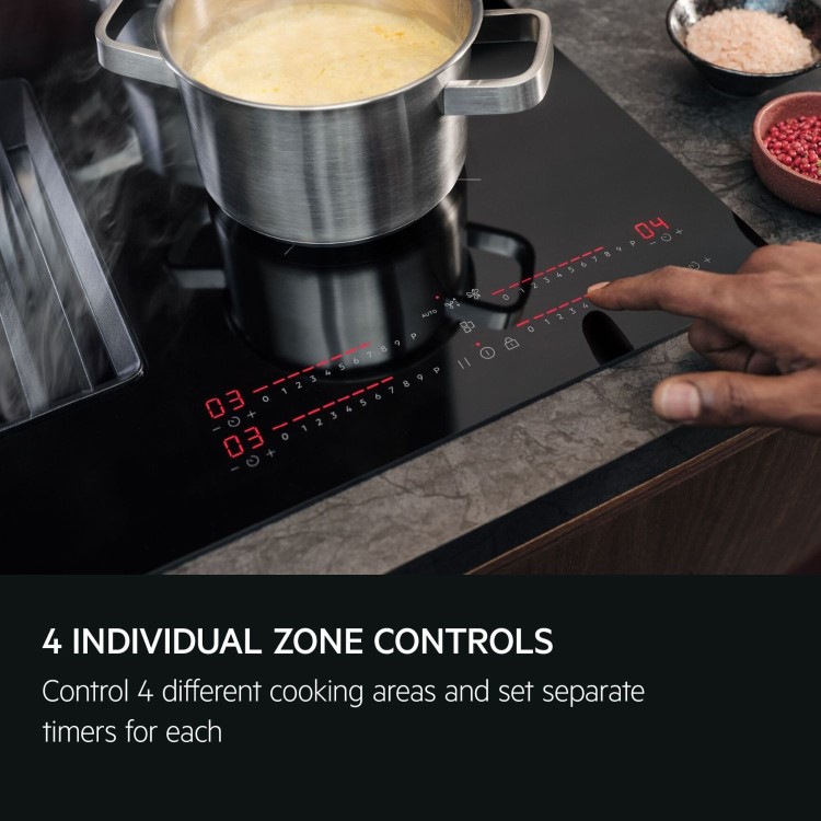AEG 6000 Series 80 cm 4 Zone Venting Induction Hob - Black