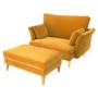 Mustard Velvet Armchair Loveseat and Footstool - Thea