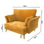 Mustard Velvet Armchair Loveseat and Footstool - Thea