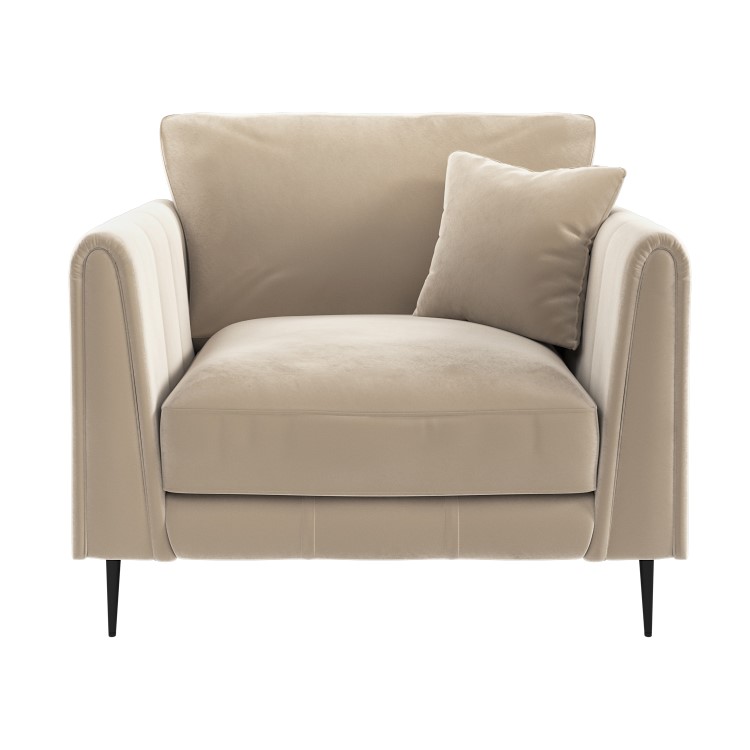 Beige Velvet Love Seat - Tahlia