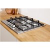 Refurbished Indesit Aria THP641WIXI 58cm 4 Burner Gas Hob with Wok Burner Stainless Steel