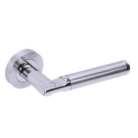 Internal Polished/Satin Chrome Bathroom Lever Door Handle with Lock, Latch and Hinges Pack - 65mm Latch - Tiber - XL Joinery
