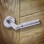 Internal Polished/Satin Chrome Bathroom Lever Door Handle with Lock, Latch and Hinges Pack - 65mm Latch - Tiber - XL Joinery