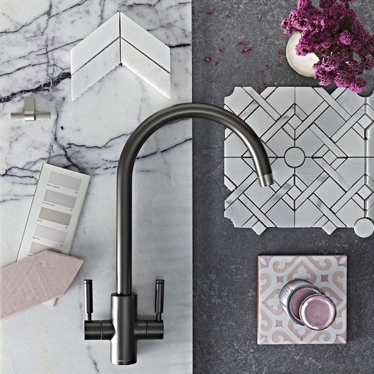 Rangemaster Intense Dual Lever Monobloc Kitchen Mixer Tap - Matt Grey