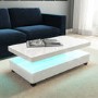 Rectangular White Gloss LED Coffee Table with Storage - Tiffany