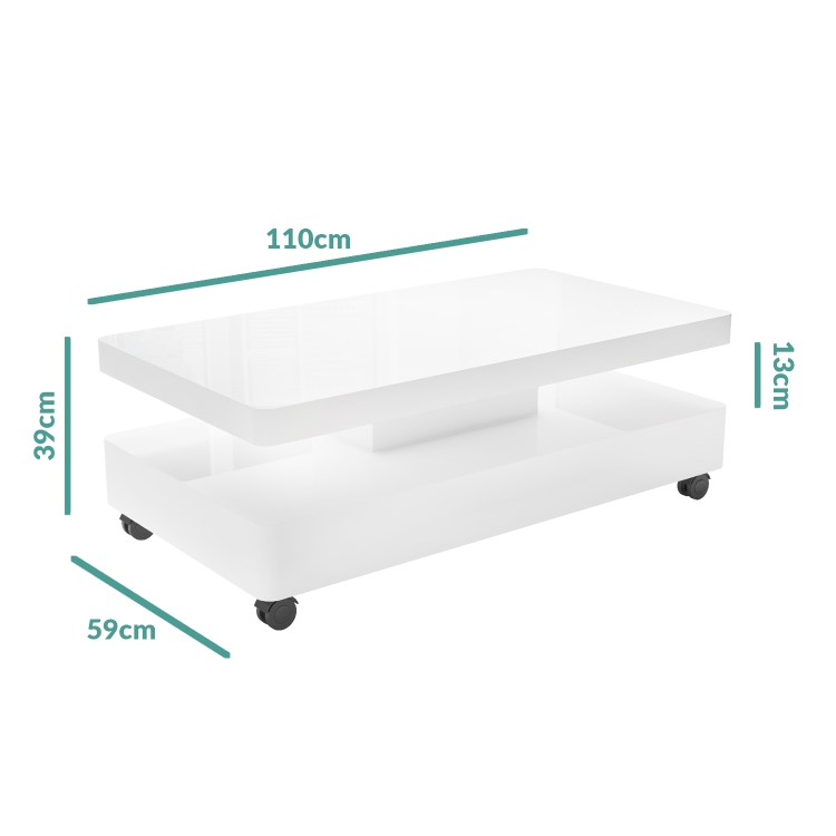 White Gloss Coffee Table with LED Lights - Tiffany