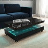 Large Rectangular Black Gloss LED Coffee Table - Tiffany