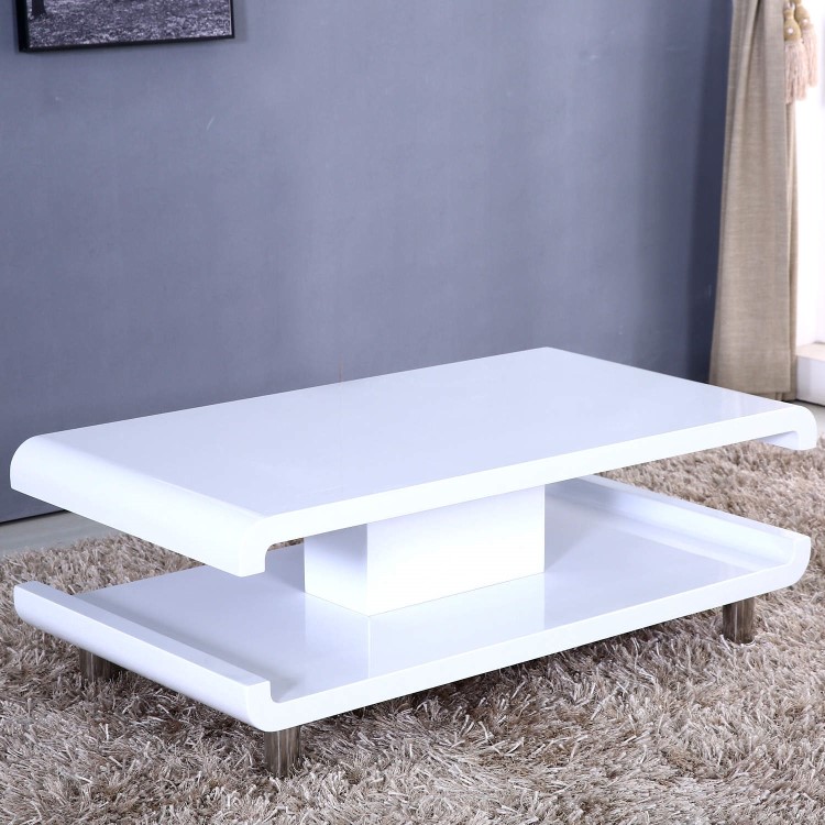 Gloss White Coffee Table with LED Lighting - Tiffany