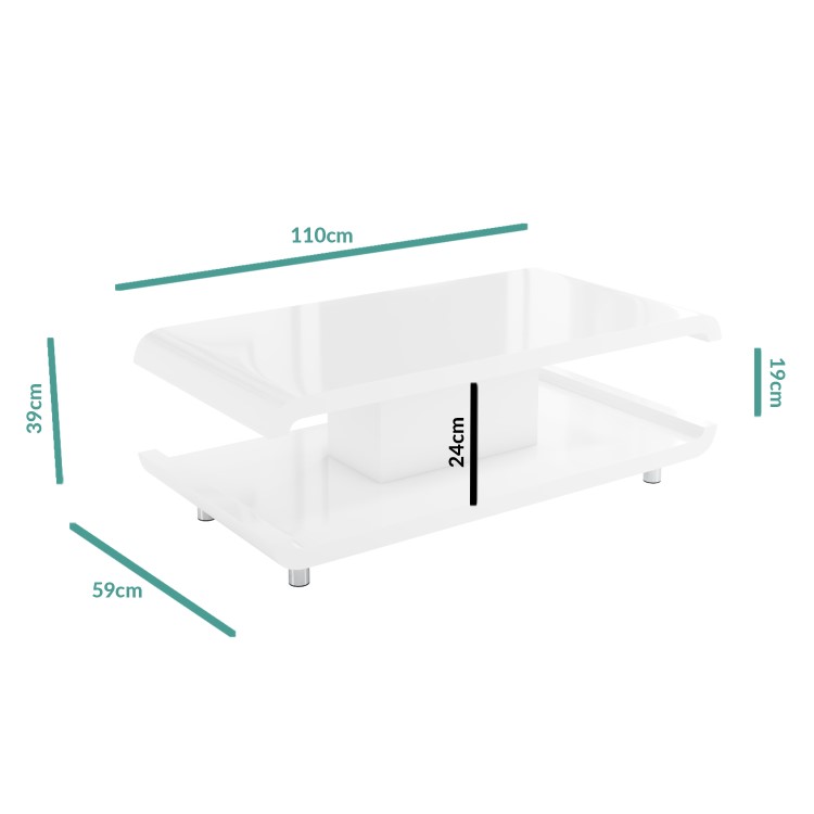 Gloss White Coffee Table with LED Lighting - Tiffany