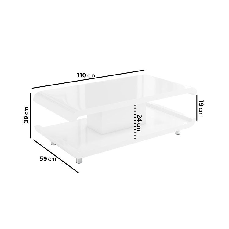 Large White Gloss Coffee Table with Storage - Tiffany