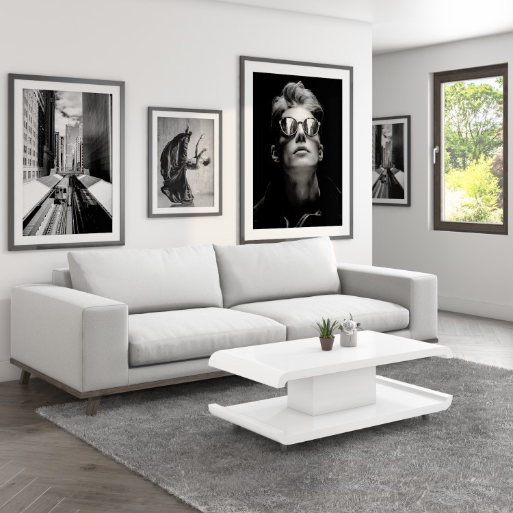 Gloss White Coffee Table with LED Lighting - Tiffany