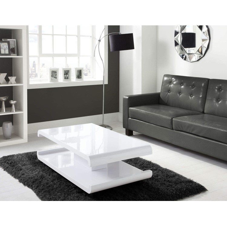Gloss White Coffee Table with LED Lighting - Tiffany