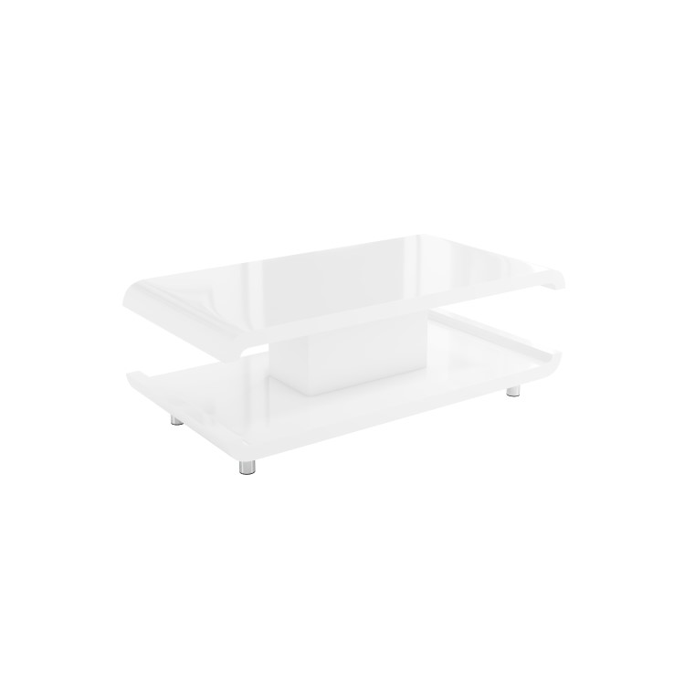 Large White Gloss Coffee Table with Storage - Tiffany