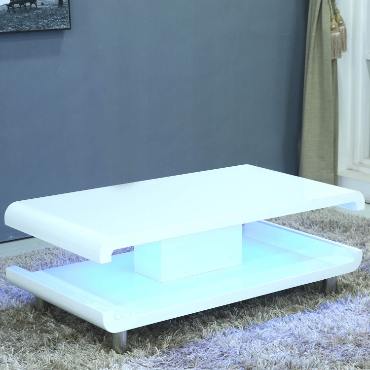 Gloss White Coffee Table with LED Lighting - Tiffany