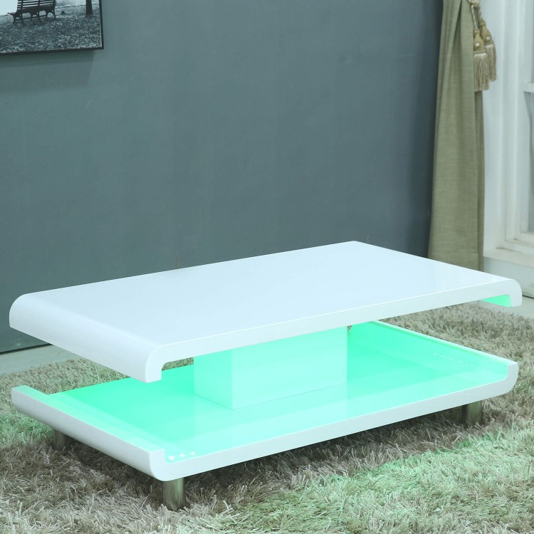 Gloss White Coffee Table with LED Lighting - Tiffany