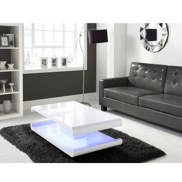 Gloss White Coffee Table with LED Lighting - Tiffany