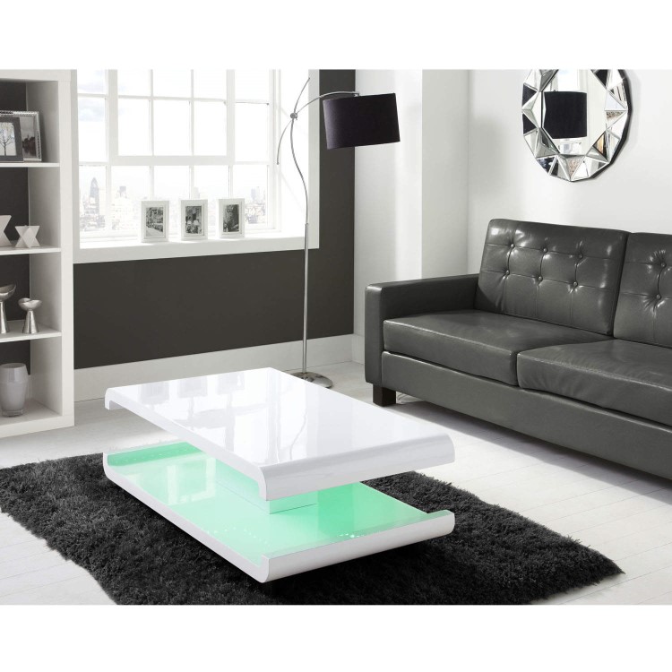 Gloss White Coffee Table with LED Lighting - Tiffany