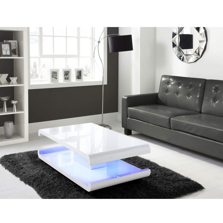 Gloss White Coffee Table with LED Lighting - Tiffany