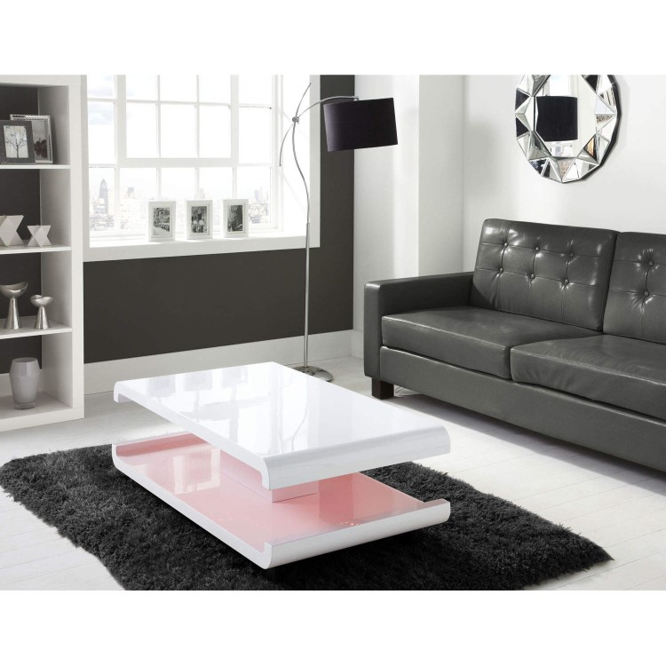 Gloss White Coffee Table with LED Lighting - Tiffany