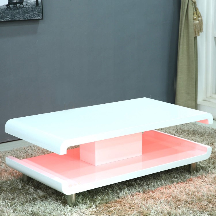 Gloss White Coffee Table with LED Lighting - Tiffany