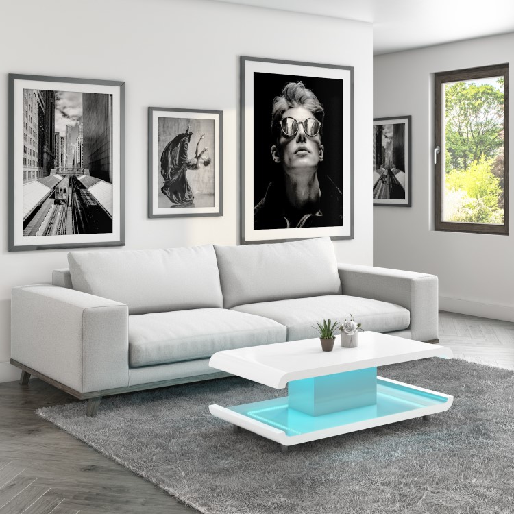 Gloss White Coffee Table with LED Lighting - Tiffany