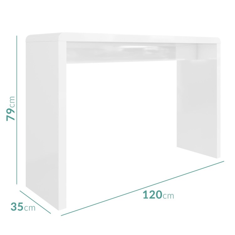 Large White High Gloss Console Table - Tiffany