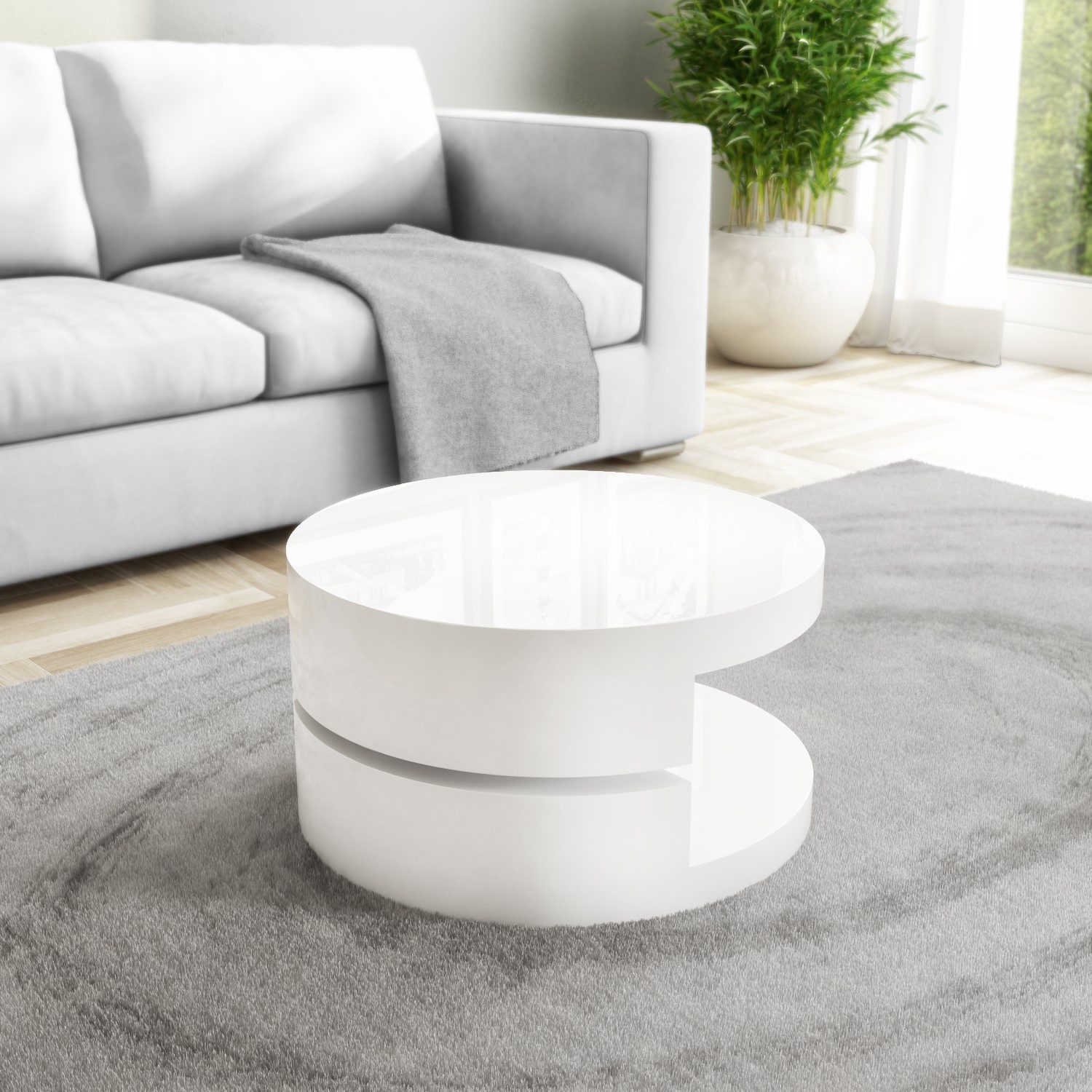 White gloss sales round side table