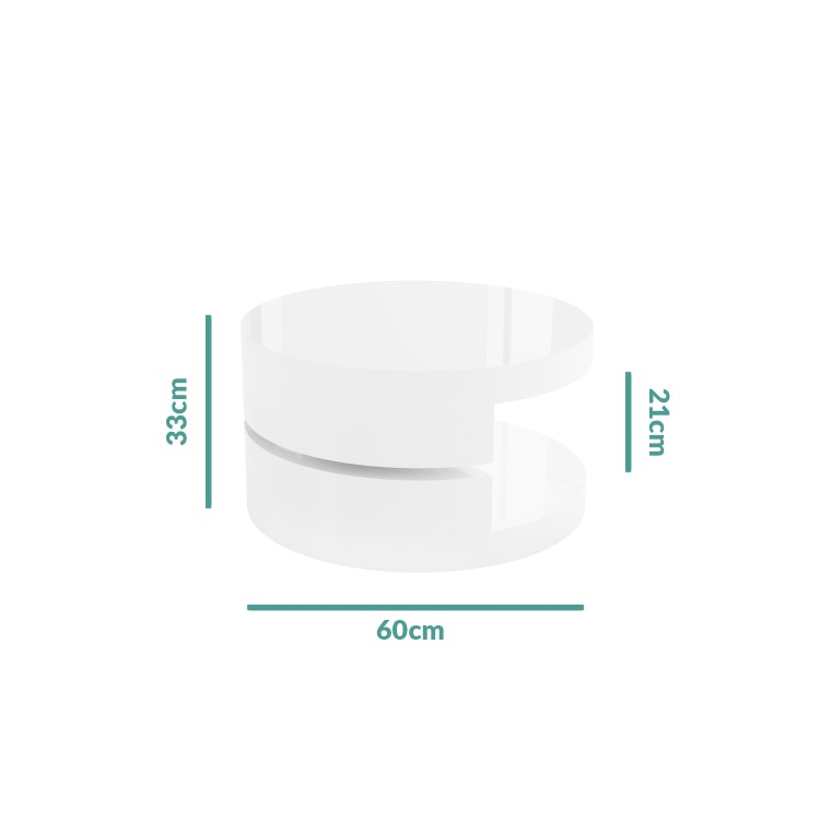 High Gloss White Coffee Table with Rotating Top - Tiffany Range