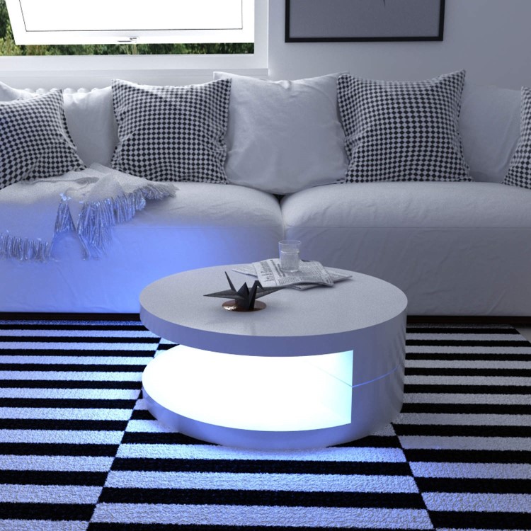 High Gloss Round White Coffee Table - Tiffany Range
