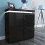 Black Gloss Shoe Cabinet with LED - 24 Pairs