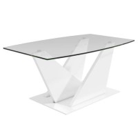 Glass Coffee Table with White Gloss Stand - Tiffany