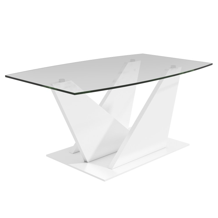 Glass Coffee Table with White Gloss Stand - Tiffany