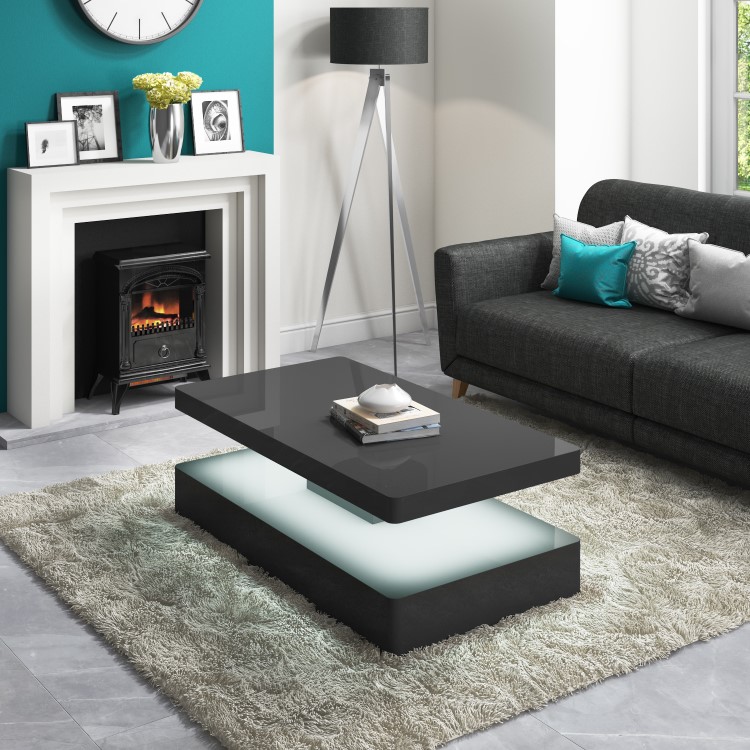 High Gloss Grey Coffee Table with LED lighting - Tiffany Range
