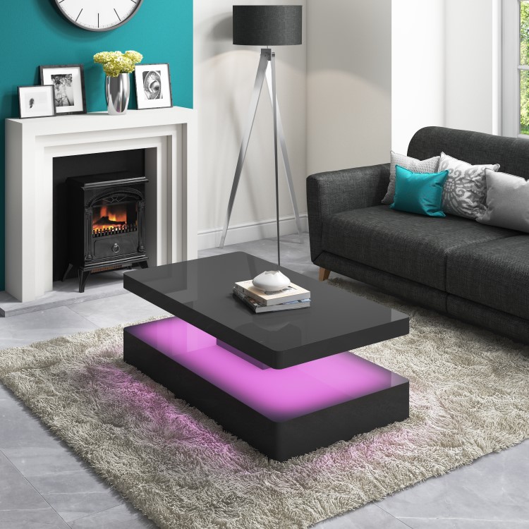 High Gloss Grey Coffee Table with LED lighting - Tiffany Range