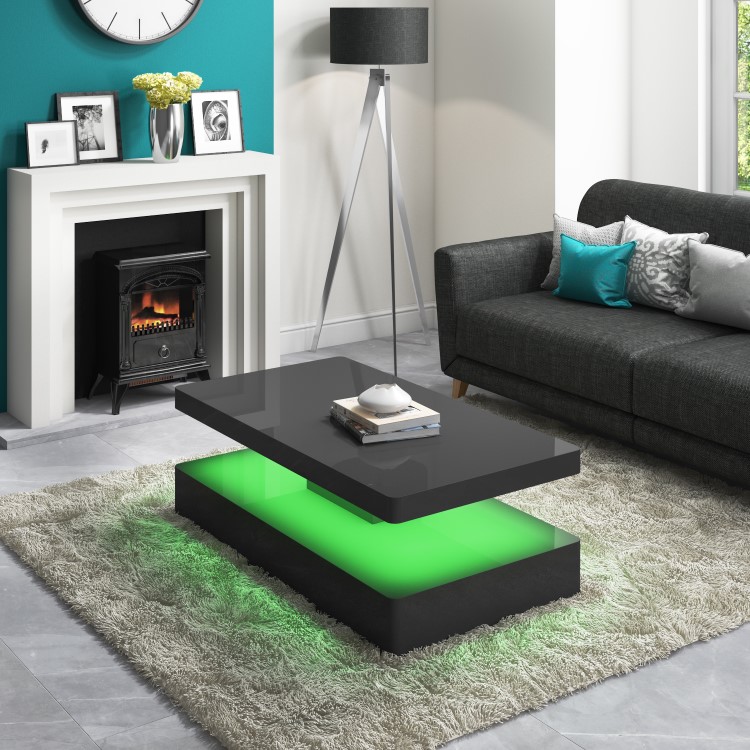 High Gloss Grey Coffee Table with LED lighting - Tiffany Range