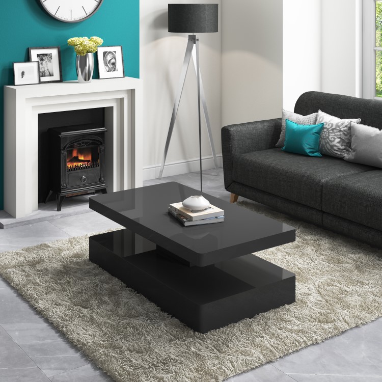 High Gloss Grey Coffee Table with LED lighting - Tiffany Range