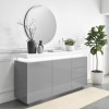 Grey &amp; White Gloss Sideboard with LED Lights - Large - Vivienne