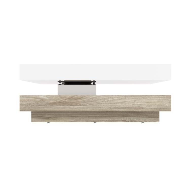 Square Coffee Table in White High Gloss & Light Wood Effect - Tiffany