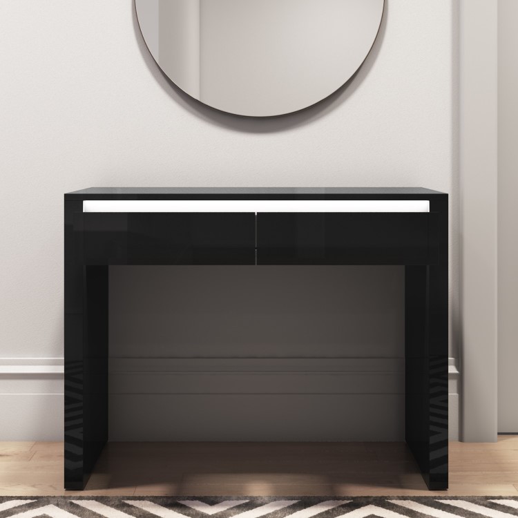 Black Gloss Console Table with LED & Drawers - Tiffany