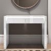 White Gloss Console Table with Drawers and LED Lights  -Tiffany