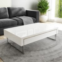 White Gloss Coffee Table with Storage Drawers - Evoque