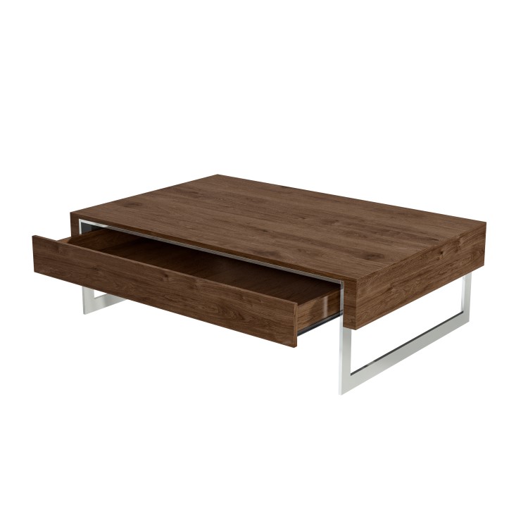Large Walnut Effect Coffee Table with Drawer - Tiffany