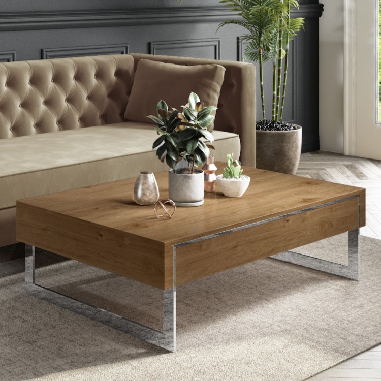 Large Oak Effect Coffee Table with Drawer - Tiffany